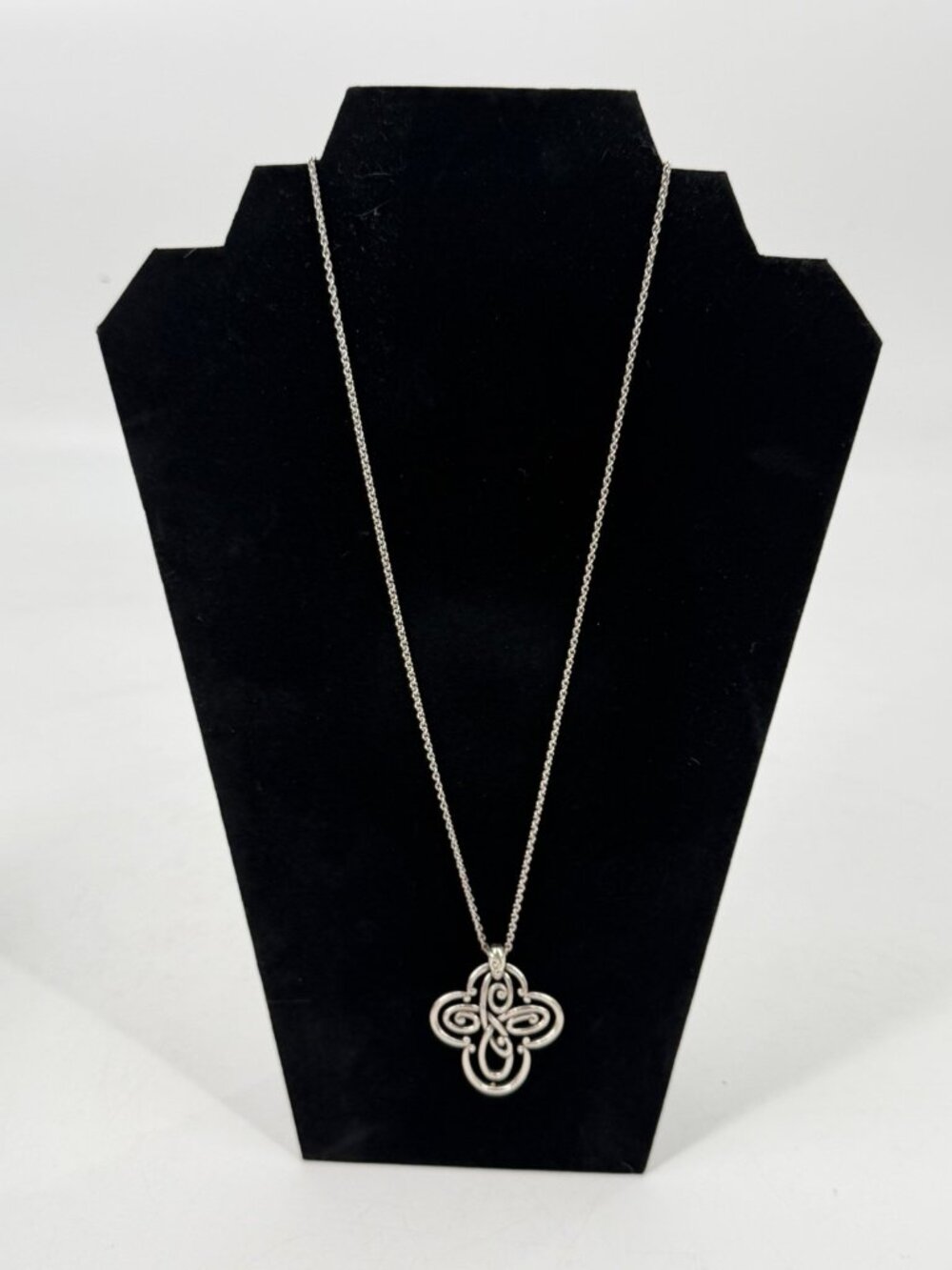 Brighton Floating Double Cross Pendant Silver Rounded Edges 1.75" x 1.5"